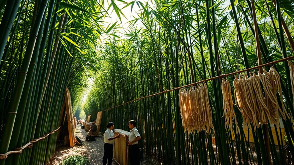 bamboo transformed into fabric