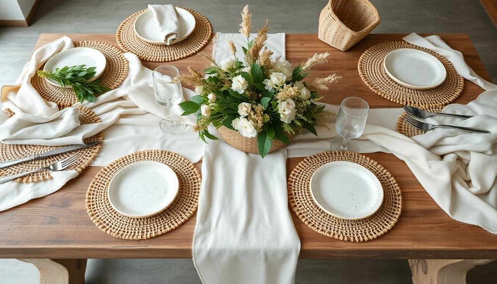 bohemian linen table decor