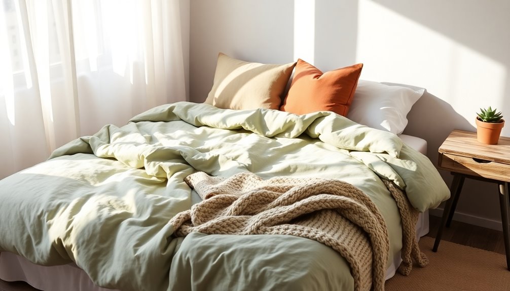 casual linen bedding styling