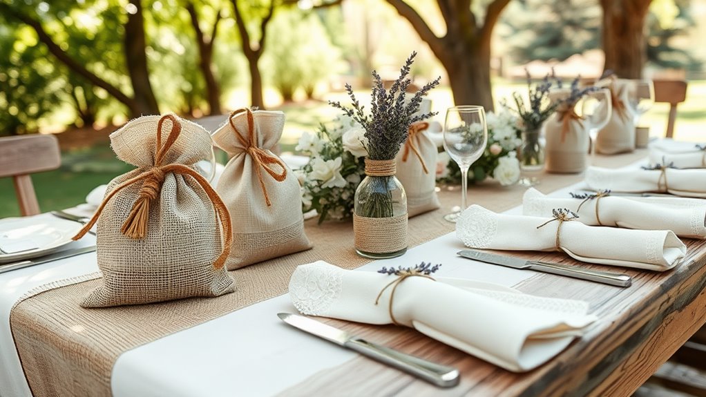 linen accents for favors