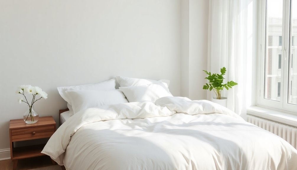 minimalist white linen decor